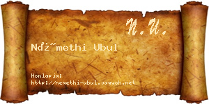 Némethi Ubul névjegykártya
